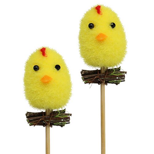 Floristik24 Fluffy chick yellow on the bar 4cm 6pcs