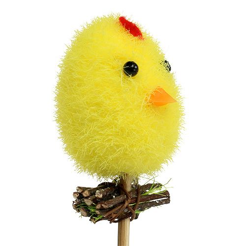 Floristik24 Fluffy chick yellow on the bar 4cm 6pcs