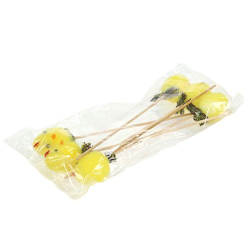 Floristik24 Fluffy chick yellow on the bar 4cm 6pcs