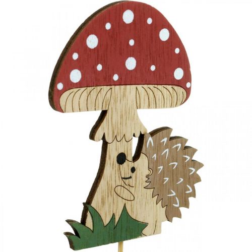Product Decorative plugs, autumnal wooden decoration, hedgehog with mushroom H11cm L34cm 12pcs