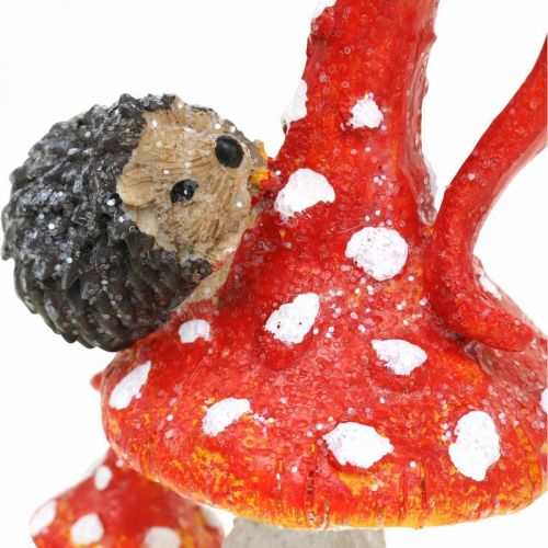 Product Fly agaric with hedgehog decoration mushroom autumn decoration H14cm 2pcs