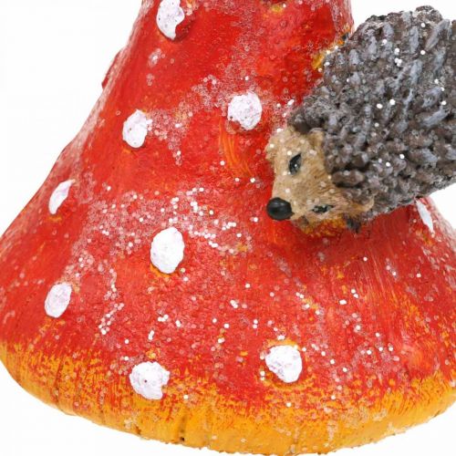 Product Fly agaric with hedgehogs decoration mushroom table decoration autumn H22cm 2pcs