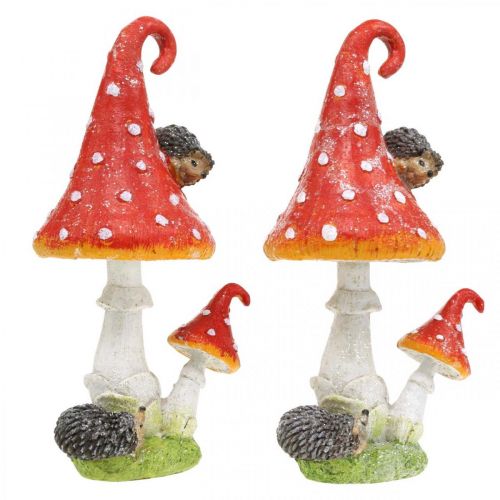 Floristik24 Fly agaric with hedgehogs decoration mushroom table decoration autumn H22cm 2pcs