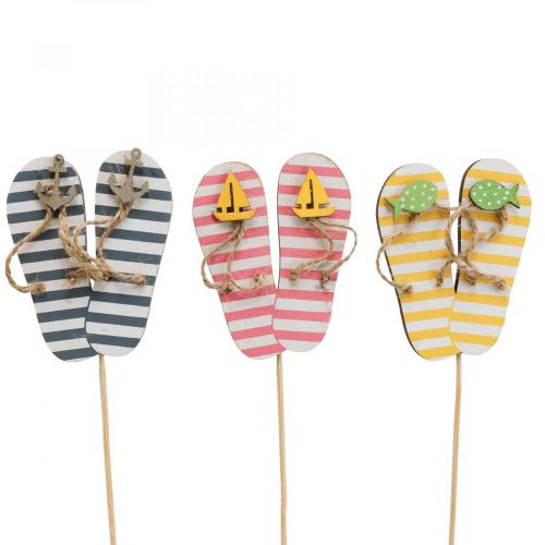 Floristik24 Flip flops garden stakes wood maritime decoration 31cm 12pcs