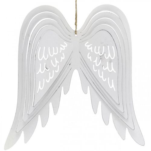 Floristik24 Wings to hang, Advent decoration, angel wings made of metal White H29.5cm W28.5cm