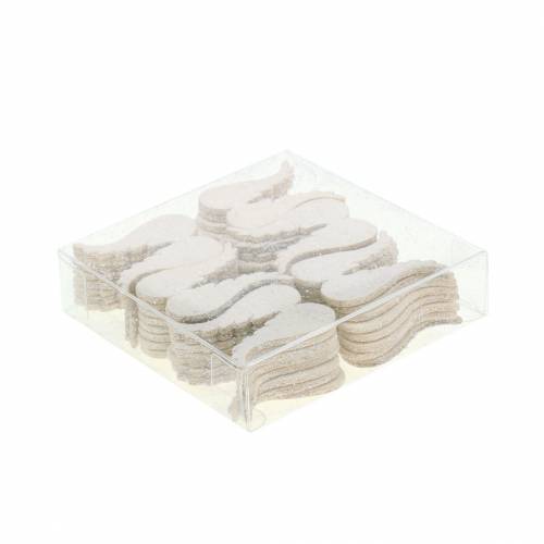 Floristik24 Scatter decoration angel wings glitter white 5cm 48 pcs