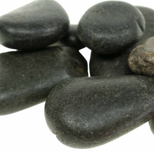 Product River Pebbles Matte Black Natural Stones Decorative Stones L15–60mm W15–40mm 2kg