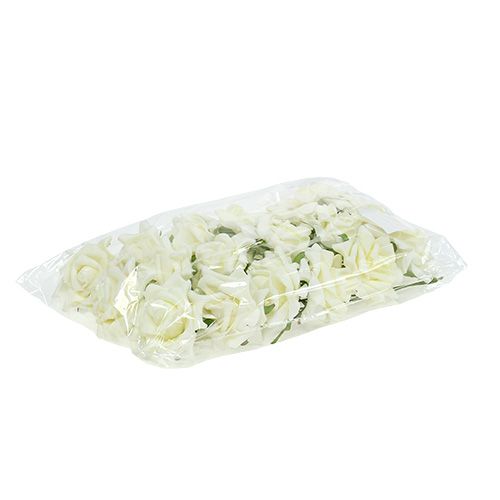 Foam Rose Ø7.5cm Cream 18 pcs | Floristik24.co.uk