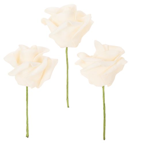 Artificial Cream-Coloured Rose, 10 cm Bloom, Wire Stem, Pack of 100