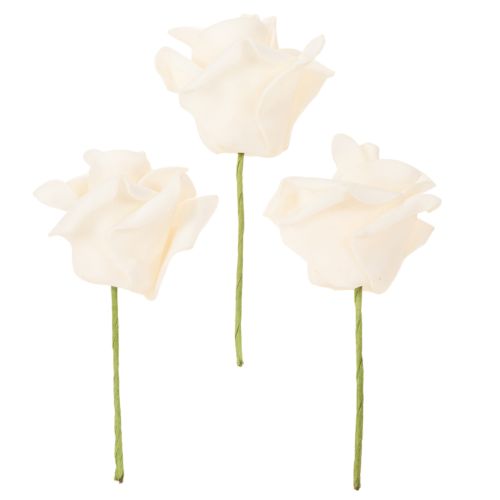 Artificial Cream-Coloured Rose, 10 cm Bloom, Wire Stem, Pack of 100 | Floristik24.co.uk