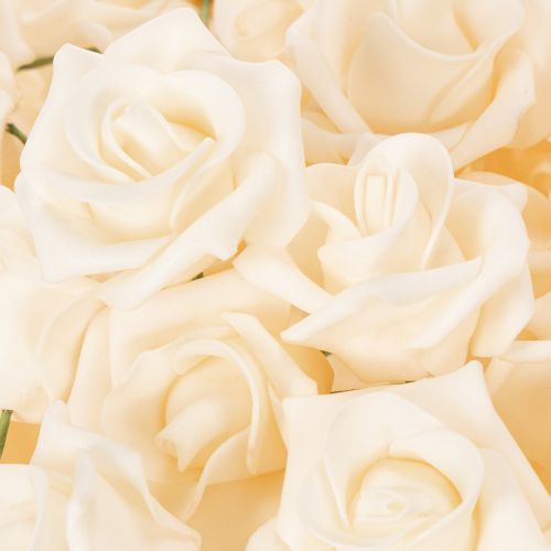 Artificial Cream-Coloured Rose, 10 cm Bloom, Wire Stem, Pack of 100 | Floristik24.co.uk
