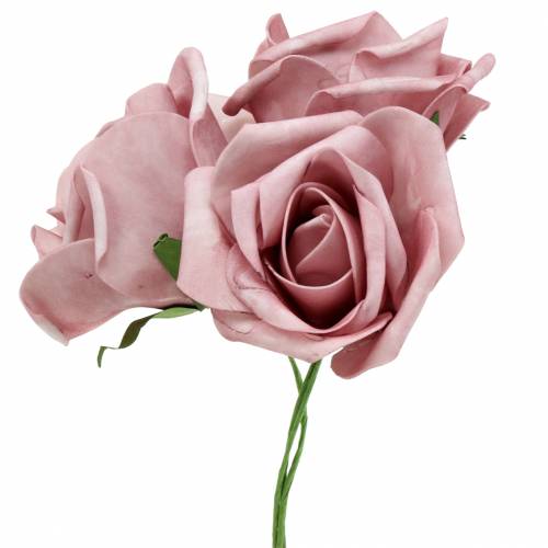 Product Foam rose Ø6cm old pink 27p