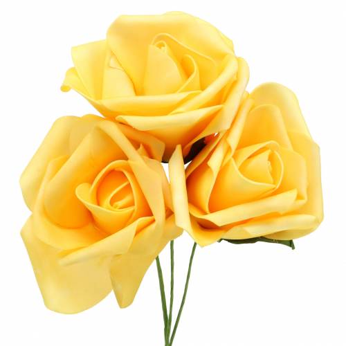 Floristik24 Foam rose Ø10cm yellow 8pcs