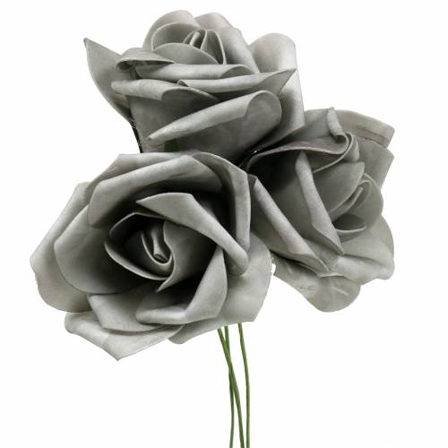 Foam-Rose Ø6cm Grey 27 pcs