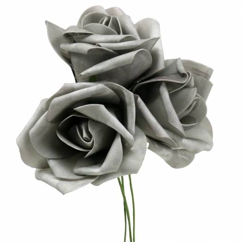 Floristik24 Foam rose Ø6cm gray 27p