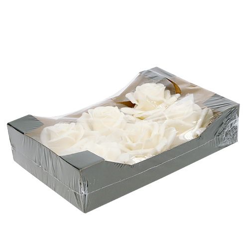 Floristik24 Foamrose white Ø10cm snowed 6pcs