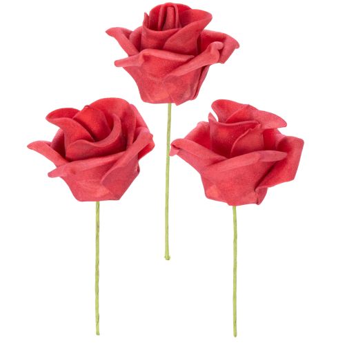 Artificial Red Rose with Wire Stem 5cm Head, Pack of 100