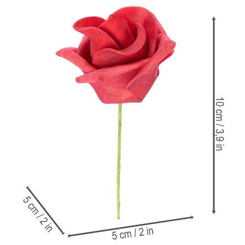 Artificial Red Rose with Wire Stem 5cm Head, Pack of 100 | Floristik24.co.uk