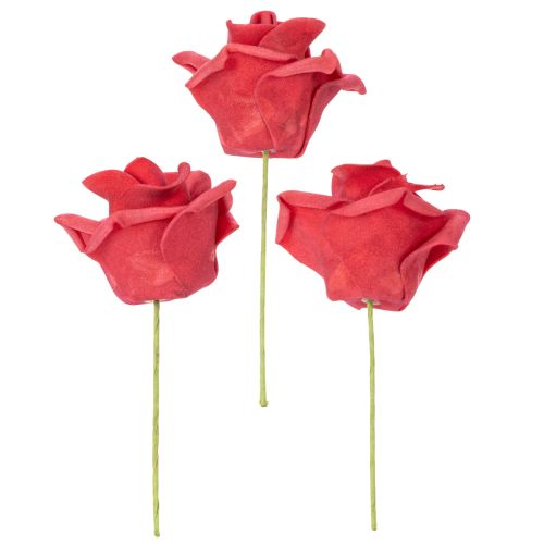 Artificial Red Rose with Wire Stem 5cm Head, Pack of 100 | Floristik24.co.uk