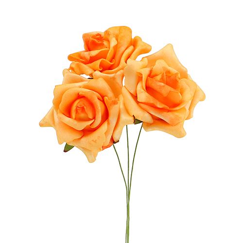 Floristik24 Foamrose Ø6cm light orange 27p