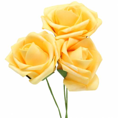 Foam Rose Ø7.5cm Yellow 18 pcs
