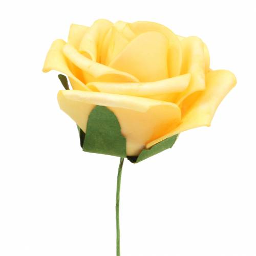 Product Foam Rose Ø7.5cm Yellow 18 pcs