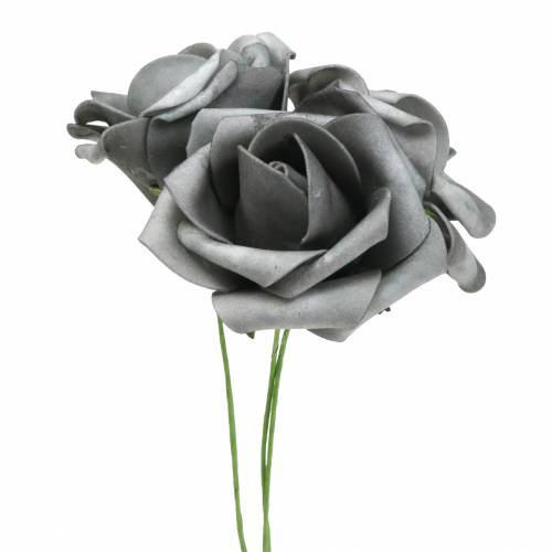 Floristik24 Foam rose Ø7.5cm gray 18p