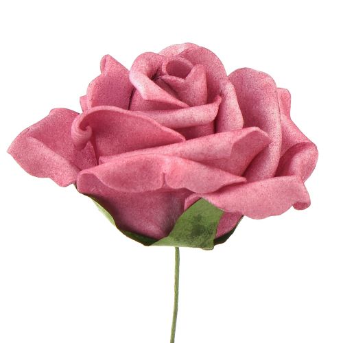Product Foam rose on wire mini roses old pink Ø5cm 27pcs