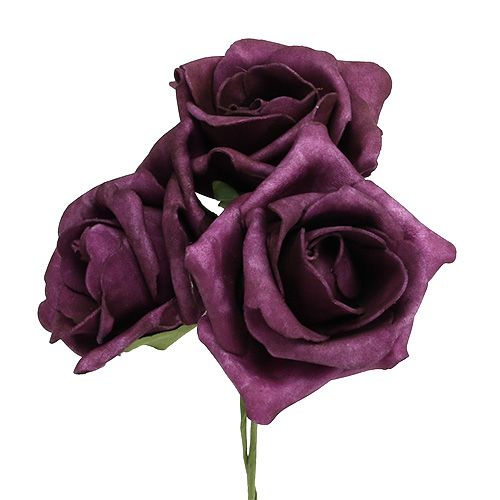 Floristik24 Foam roses Ø7.5cm Mauve 18 pcs