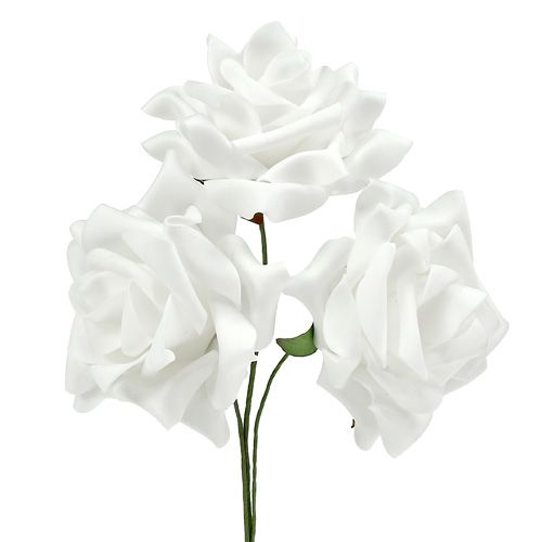 Floristik24 Foam roses white Ø10cm 8pcs