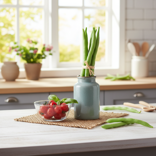 Product Decorative Beans, Artificial Vegetables, Green, Real Touch, 17cm, 6 Pieces