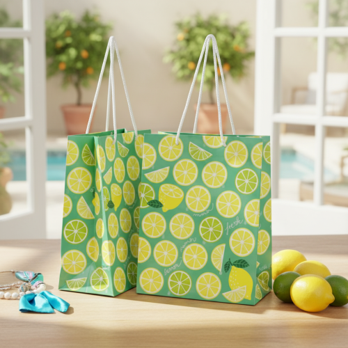 Product Gift bag Lemons Paper bag with handles 18×10×23cm 2pcs