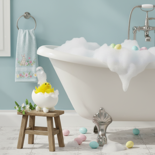 Product Easter chick decoration, chenille chick in the bathtub, yellow, 9cm