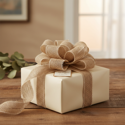 Product Natural jute ribbon, 5cm wide, 40m long