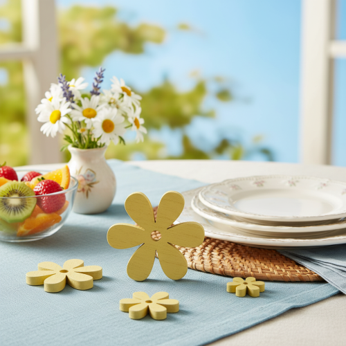 Product Scatter Decoration Wood Yellow Flowers Summer Table Decoration Ø2–6cm 20 pcs