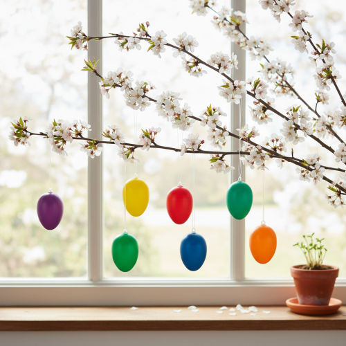 Product Easter egg ornaments for spring decoration, home or garden. Colorful decorative items, 6cm, 24 pieces.