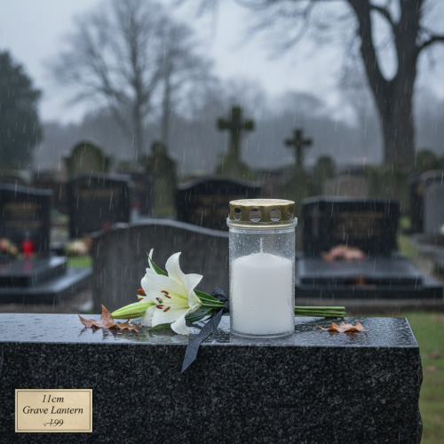 Product Grave candles, white and gold, Ø5.5cm, H11.5cm, 24 hours, 12 pieces