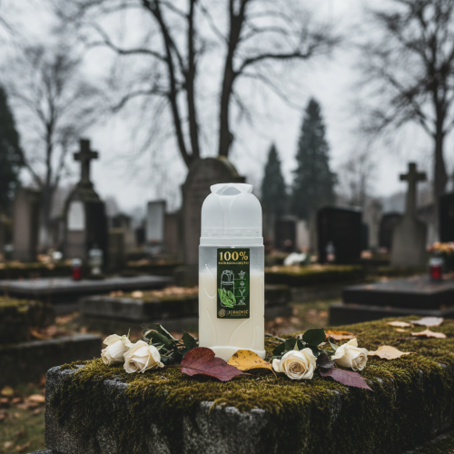 Product Grave candle, white, vegetable oil ICP, burning time 4 days, H20cm