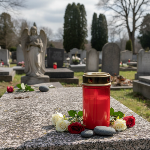 Product LED grave light with timer cemetery candle for battery red H12.5cm