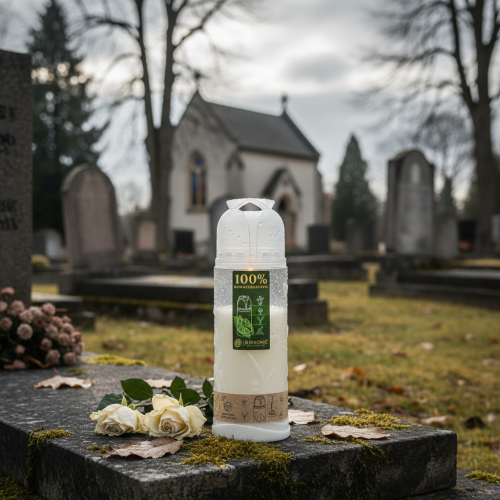 Product Grave candle white weekly burner ICP compostable H24cm