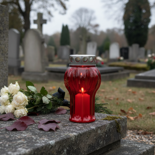 Product Grave candles red mourning lights memorial lights Ø10cm H18cm 4 pcs