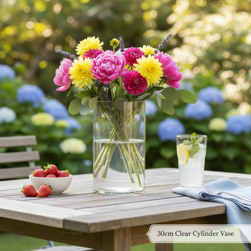 Product Flower vase, slim glass cylinder, can be used as a glass vase or tall decorative glass, 30cm