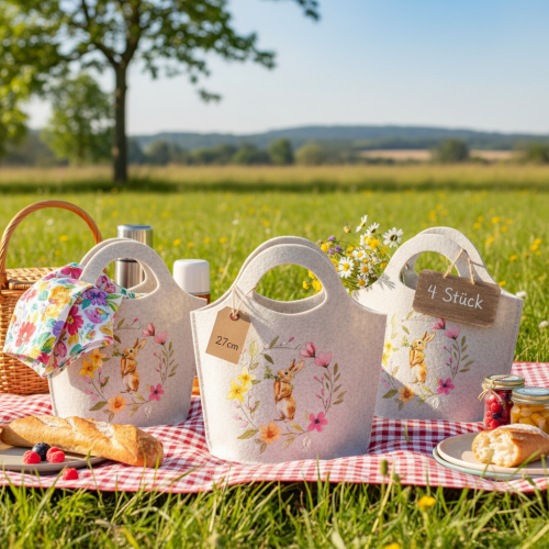 Product Felt bag with adorable Easter bunny, suitable for spring and summer, 27cm, 4 pieces