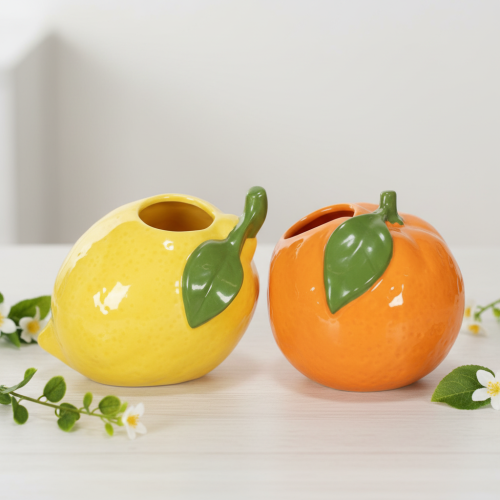Product Citrus vase, orange and lemon, as an extravagant home accessory, summer decoration, 10cm, 2 pieces