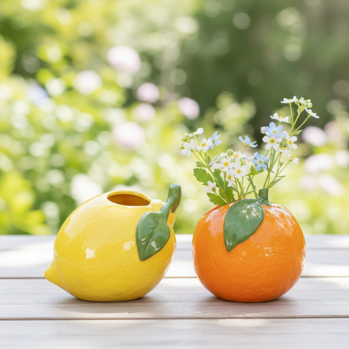 Product Citrus vase, orange and lemon, as an extravagant home accessory, summer decoration, 10cm, 2 pieces
