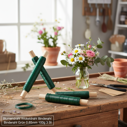 Product Floral wire wrapping wire binding wire green 0.65mm 100g 3 pcs