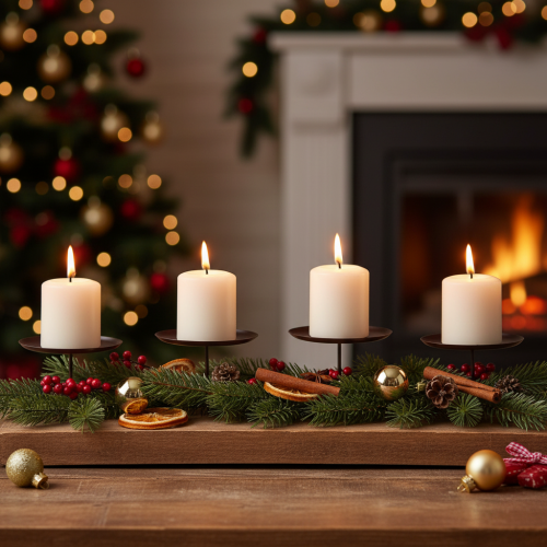 Product Candle Holder Brown Ø8cm 4 pcs