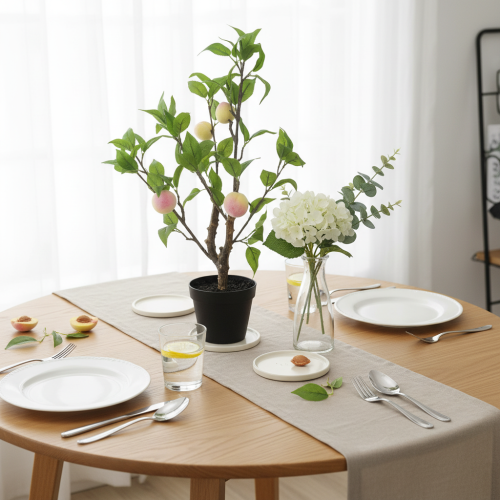 Product Artificial peach tree with 4 fruits, decorative, H53cm