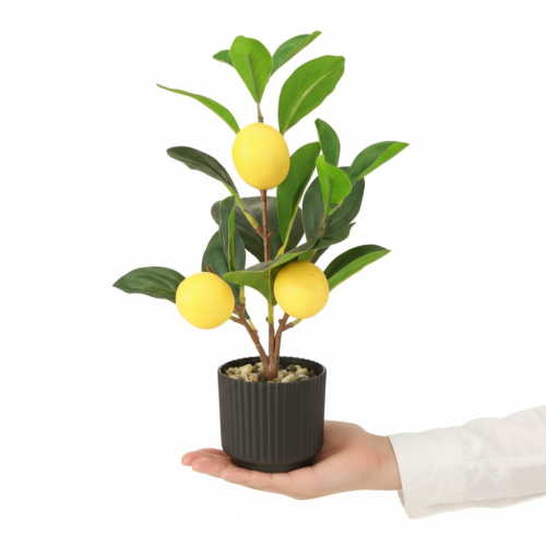 Product Artificial Lemon Tree Decoration 28cm Plant Pot Green Yellow