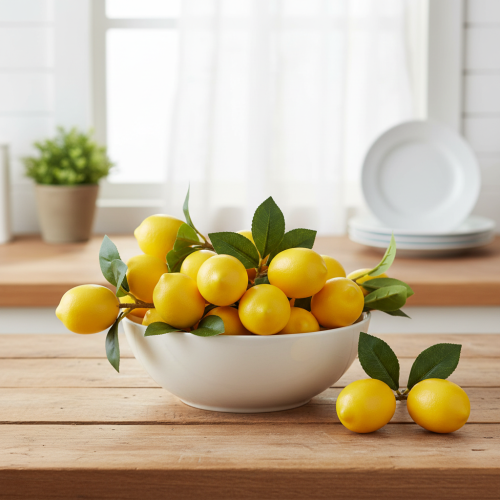 Product Decorative lemon branch 16cm, artificial fruits 3pcs